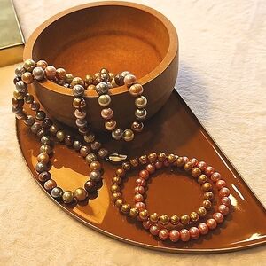 Honora multicolor pastel colored pearl necklace and matching pearl bracelets
